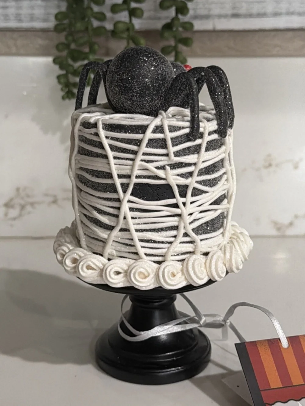 Sweet Treats Halloween Glittered Mini Spider Cake on Stand